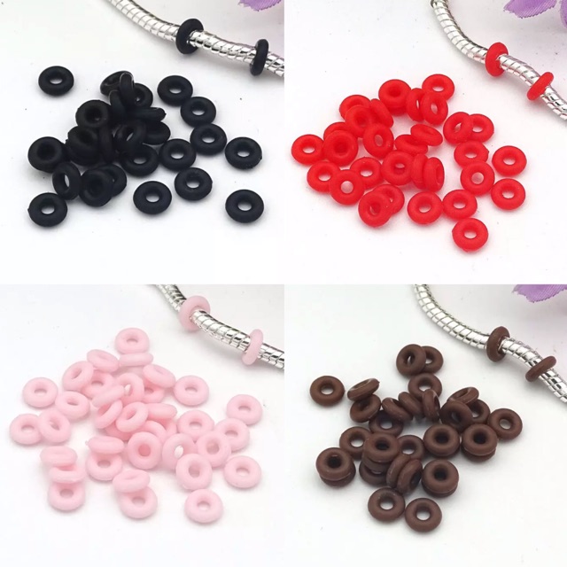 ยางกันชาร์ม ขนาด5-6mm มีหลายสี stopper beads