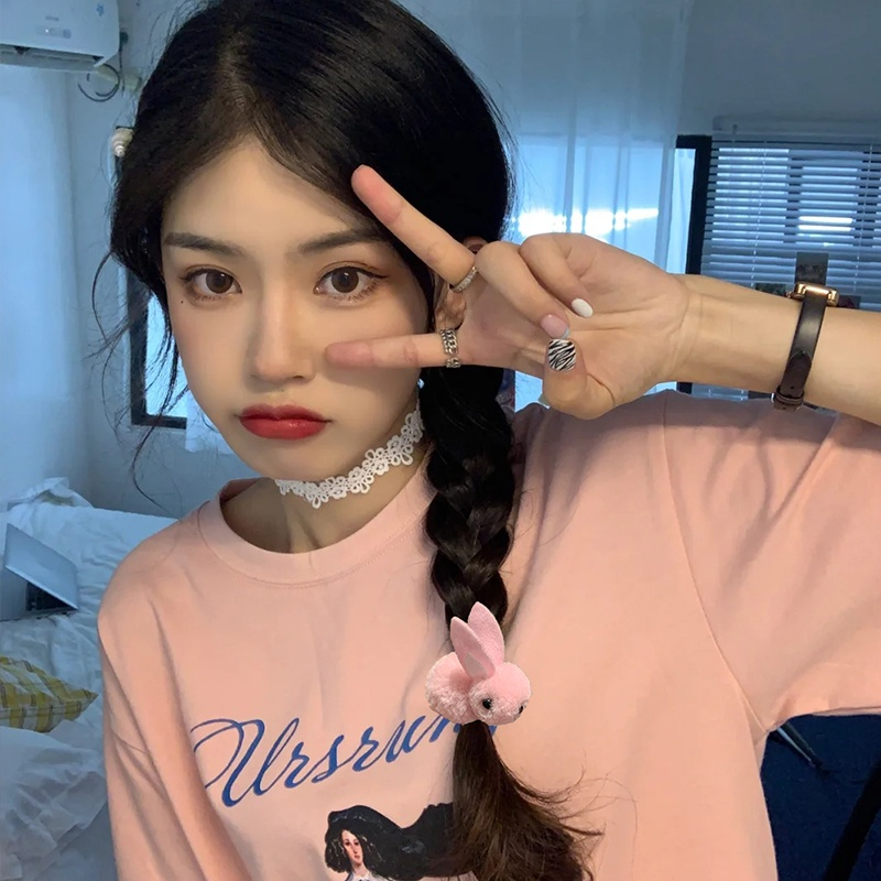 ยางรัดผม รูปการ์ตูนกระต่ายน่ารัก สไตล์เกาหลี สําหรับผู้หญิง