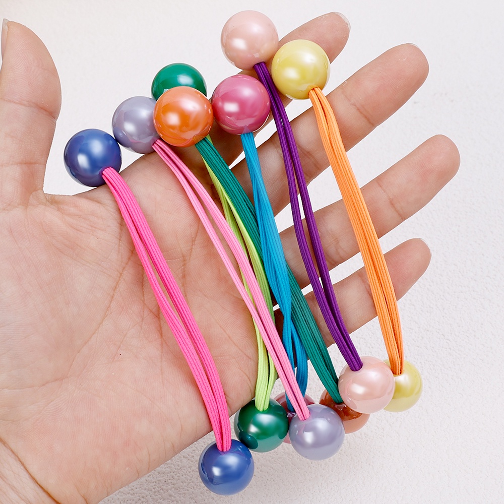 ยางรัดผม แบบยืดหยุ่น ไร้รอยต่อ สีแคนดี้ เรียบง่าย สําหรับเด็กผู้หญิง