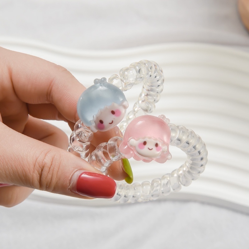 ยางรัดผม แบบเกลียว ยืดหยุ่นสูง ลายการ์ตูน Hello Kitty กบน่ารัก เครื่องประดับผม สําหรับผู้หญิง