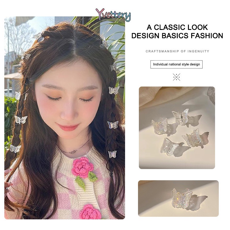 ร้านค้าไทย 1บาทพร้อมส่งกิ๊บผีเสื้อโปร่งใสแฟชั่นเกาหลีหรูหราความสง่างามขายส่ง.COD
