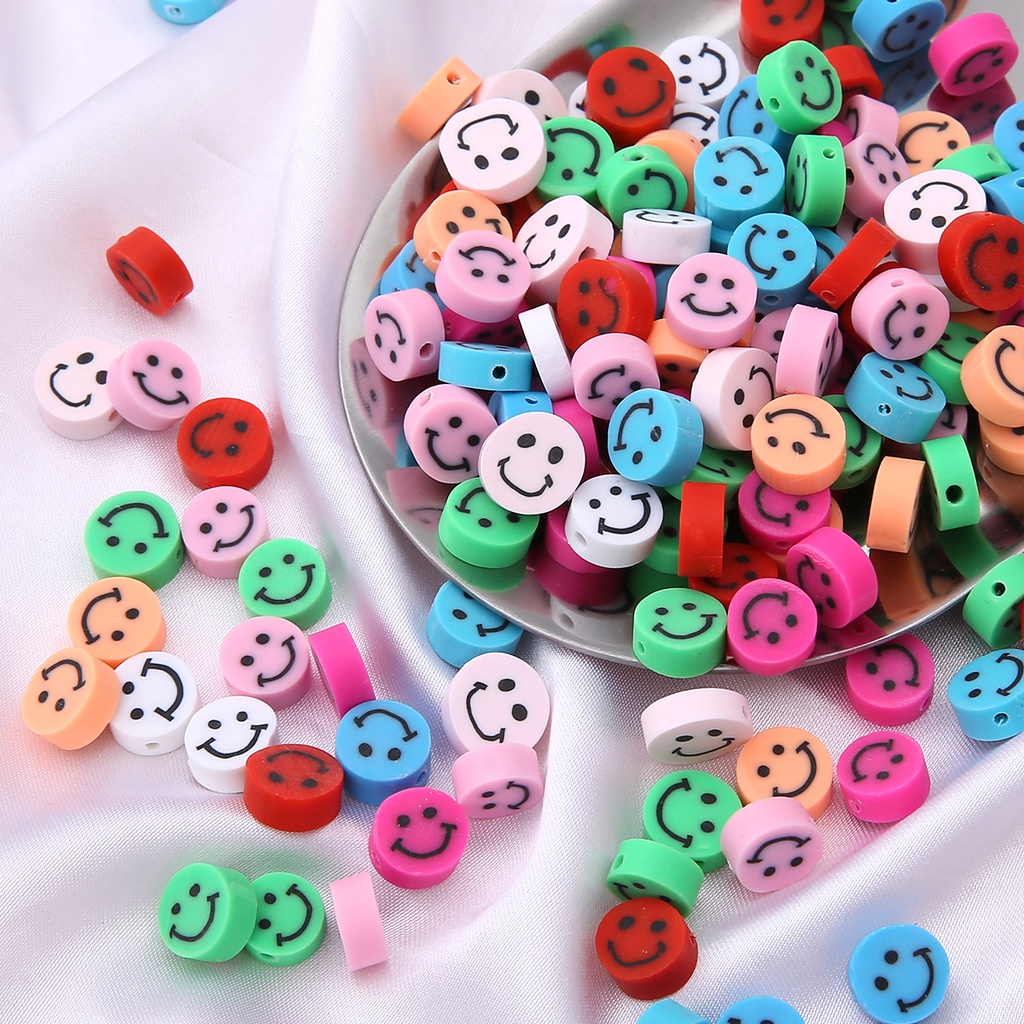 ลูกปัดดินโพลิเมอร์รูปใบหน้ายิ้มสําหรับทําเครื่องประดับ 30 ชิ้น 10 มม.