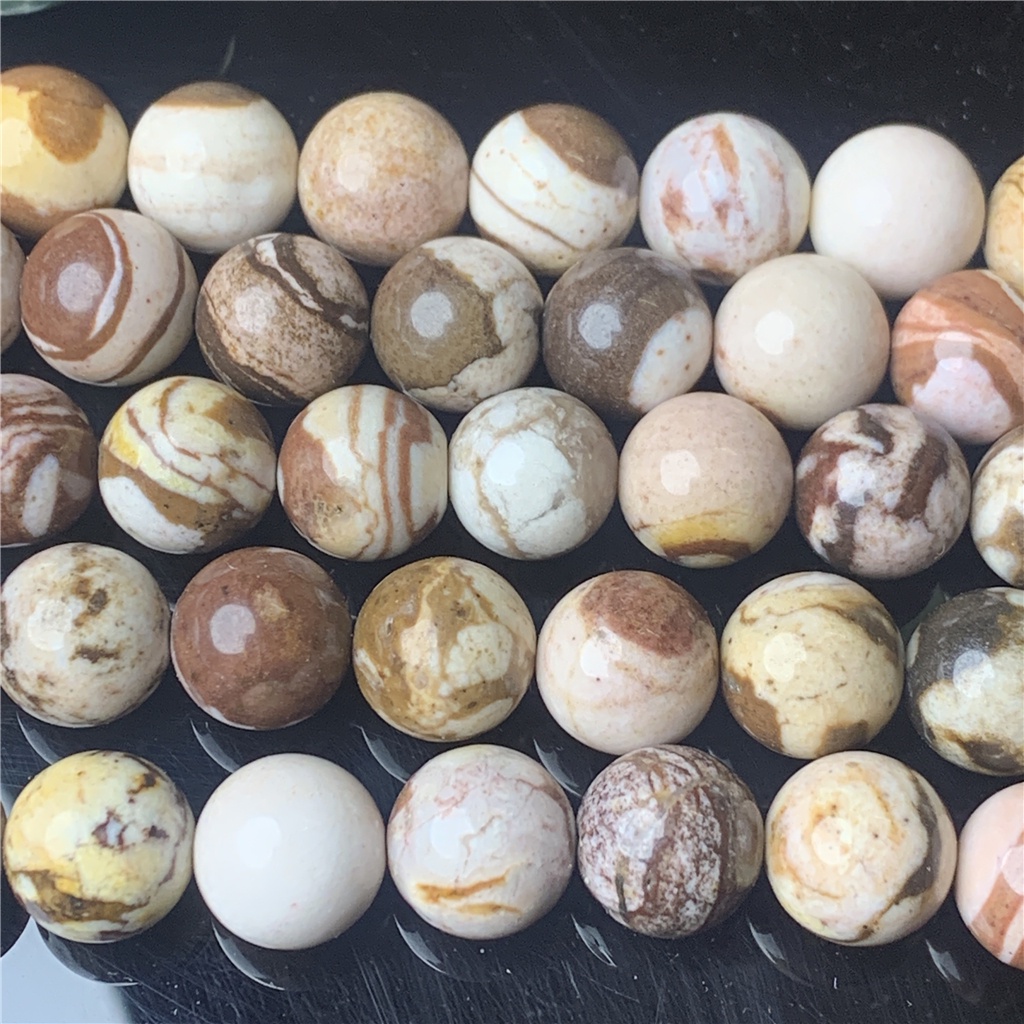 ลูกปัดหินธรรมชาติ ลายม้าลายแอฟริกา ขนาด 4-12 มม. สําหรับทําเครื่องประดับ DIY