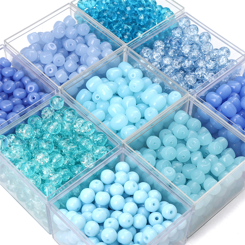ลูกปัดแก้วคริสตัล สีฟ้า สําหรับทําเครื่องประดับ สร้อยข้อมือ สร้อยคอ DIY 20 ชิ้น