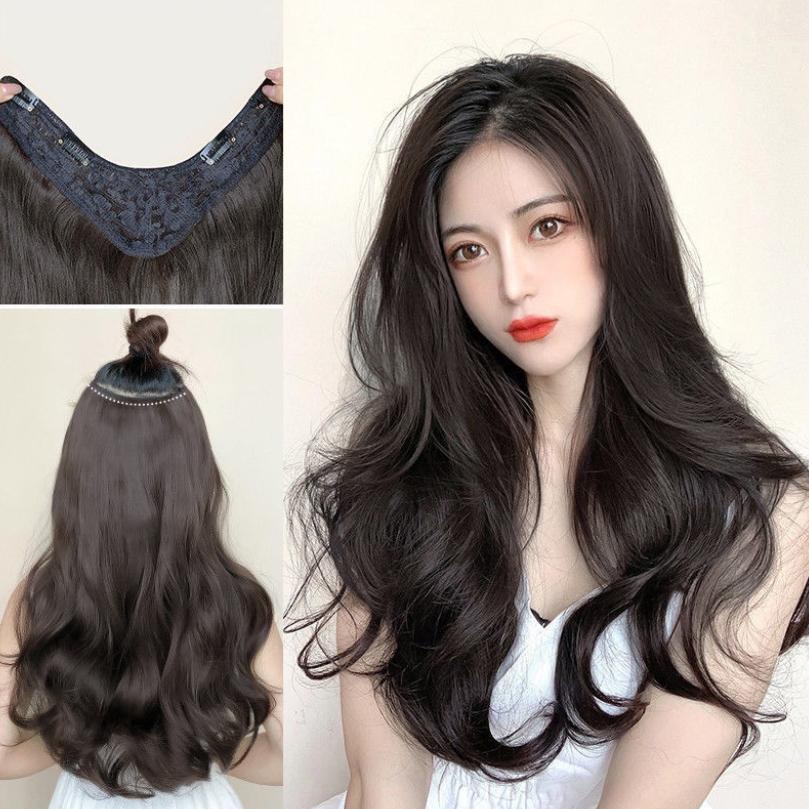 วิกผมตรง แฮร์พีชแบบแพตรง แบบกิ๊บ4ตัว ทรงV ยาว40/60cm ไหมนิ่มมาก หนีบ/ดัดได้