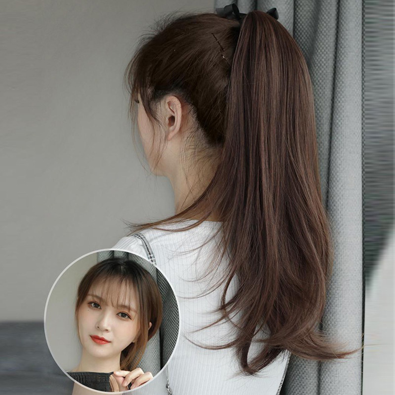 วิกผมหางม้า วิกผมหางม้า ผมหยิก ธรรมชาติ สีแดง ถักเปีย ยาว และสั้น สูงปลอม