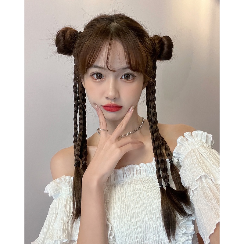 วิกผมหางม้าจําลอง แบบเกลียวยาว แบบถักเปียธรรมชาติ แฟชั่นสําหรับผู้หญิง