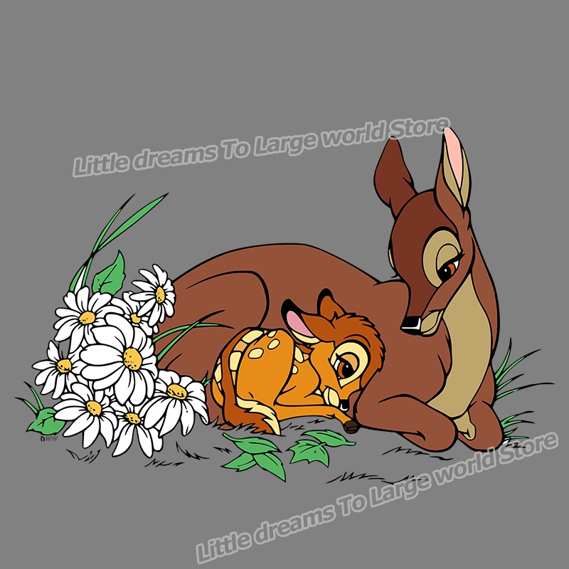 สติกเกอร์ ลายการ์ตูนดิสนีย์ กวาง แบมบี้ ซักล้างได้ สําหรับตกแต่งเสื้อยืด DIY