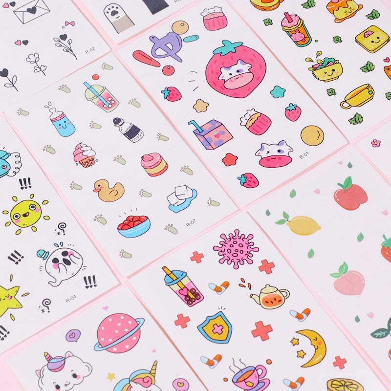 สติกเกอร์รอยสักชั่วคราว ลายการ์ตูนกระต่ายน่ารัก DIY สําหรับตกแต่งร่างกายเด็ก
