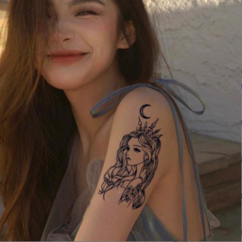 สติกเกอร์รอยสักชั่วคราว ลายดวงจันทร์ ราชินี เซ็กซี่ กันน้ํา 15 วัน