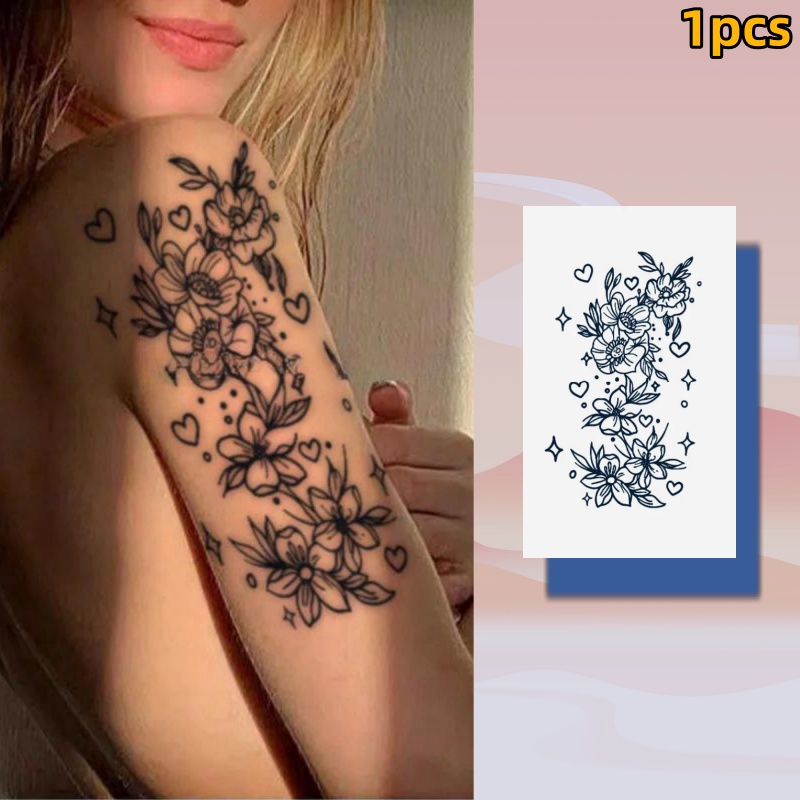 สติกเกอร์รอยสักชั่วคราว ลายดอกดาวบนท้องฟ้า เซ็กซี่ กันน้ํา 15 วัน