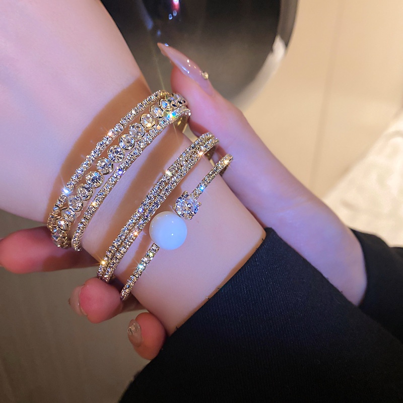 สร้อยข้อมือ ชุบทอง 24k ประดับเพชร เพทาย เครื่องประดับ ของขวัญ สําหรับผู้หญิง