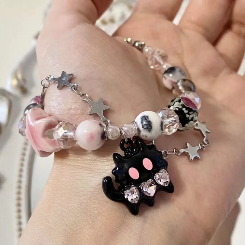 สร้อยข้อมือ ประดับลูกปัด ลายการ์ตูนแมวน่ารัก สําหรับผู้หญิง