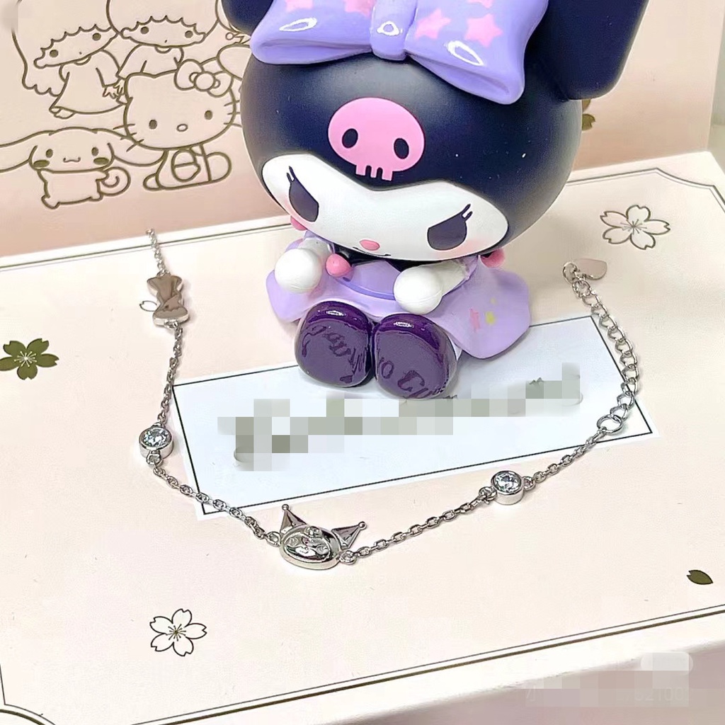 สร้อยข้อมือ ประดับโบว์ ลายการ์ตูน Sanrio Kuromi น่ารัก สําหรับนักเรียน