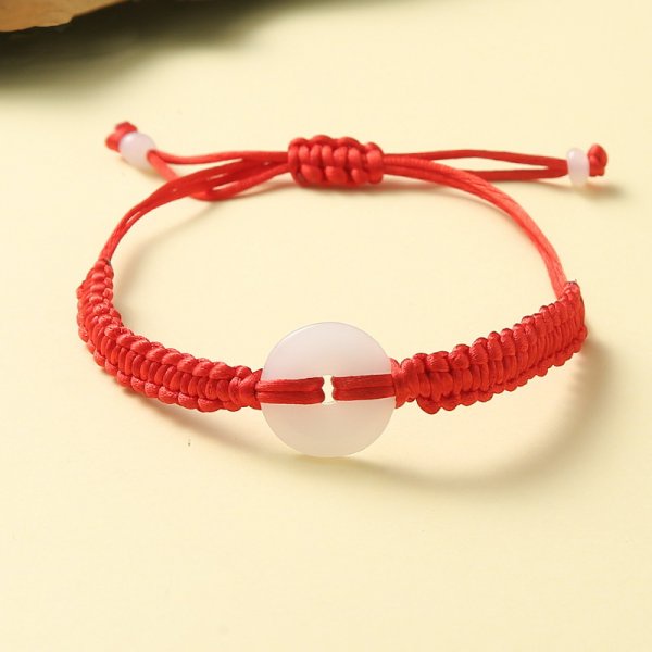 สร้อยข้อมือ เชือกถัก รูปกระต่าย สีแดง และสีดํา สามารถปรับได้ สําหรับผู้ชาย และผู้หญิง