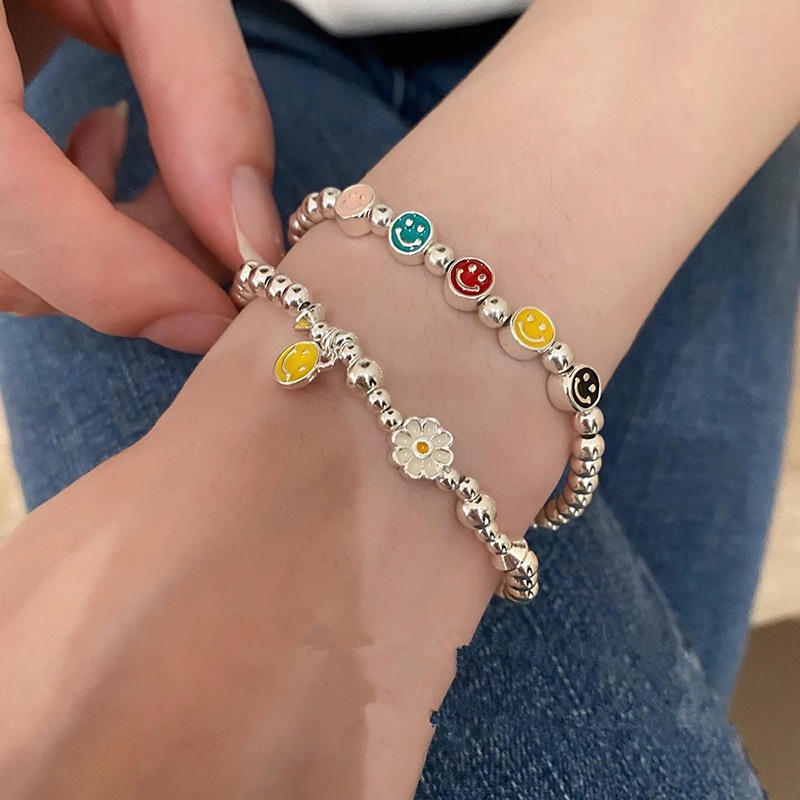 สร้อยข้อมือ โลหะผสม รูปหัวใจยิ้ม สวยงาม สําหรับผู้หญิง