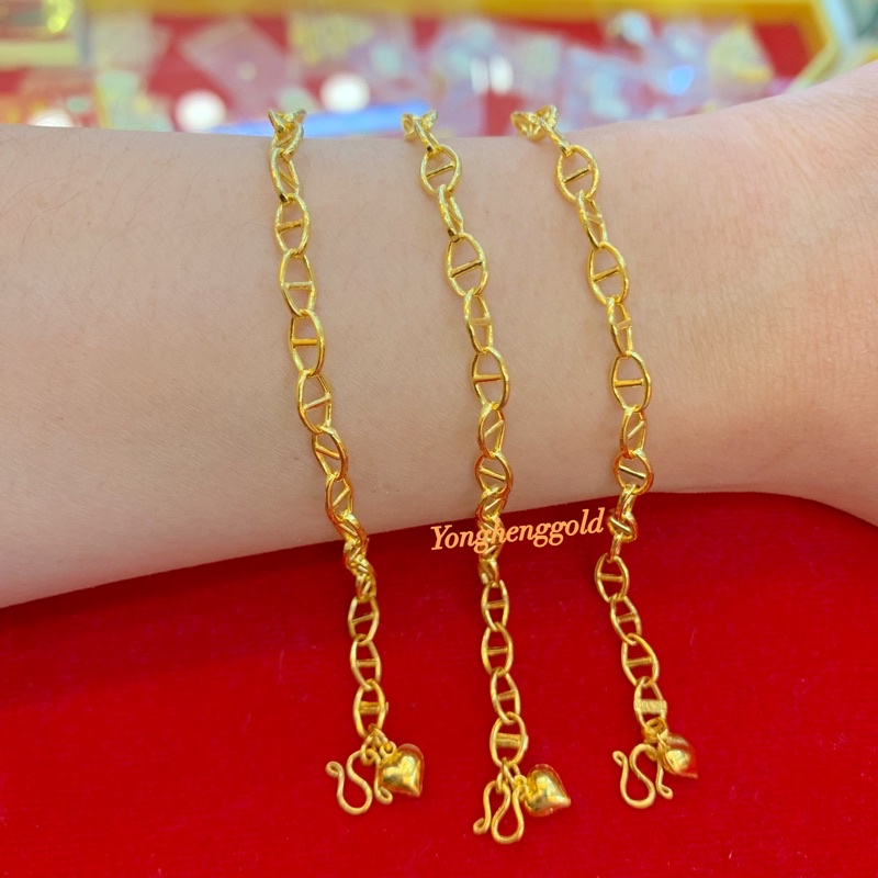 สร้อยข้อมือทอง1สลึง Yonghenggold ลายเลส ทอง96.5% มีใบรับประกัน ทักแชทเลือกความยาวได้ค่ะ