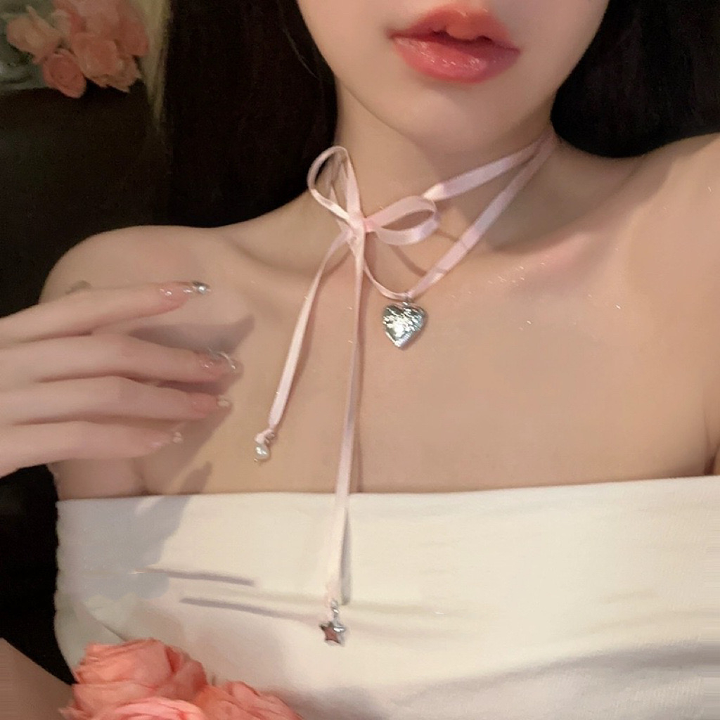 สร้อยคอ สายโซ่ยาว จี้รูปหัวใจ แฟชั่นสําหรับผู้หญิง