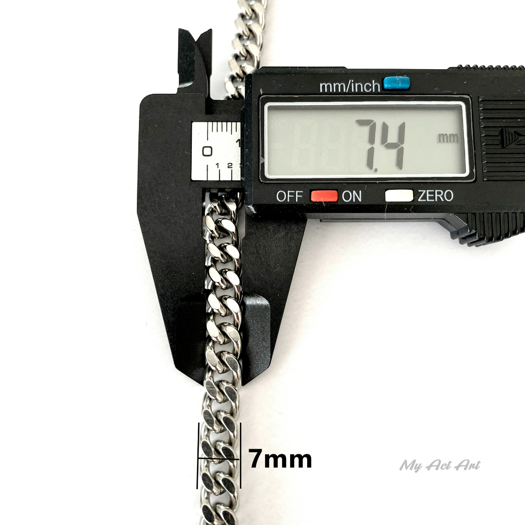 สร้อยคอNo.11 ขนาด7mm สร้อยโซ่ แสตนเลสแท้ ไม่ลอกไม่ดำ ใส่อาบน้ำได้