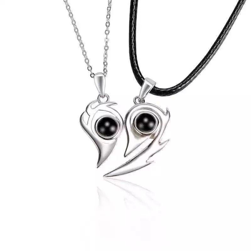 สร้อยคอคู่รัก สร้อยคู่รูปหัวใจ สร้อยมินิมอล คู่แฟน necklace แม่เหล็ก  รูปหัวใจ ผู้ชาย ผู้หญิง