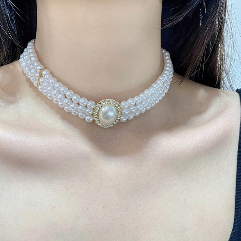 สร้อยคอโชคเกอร์ ประดับลูกปัดไข่มุกเทียม แต่งไหปลาร้าสั้น สําหรับผู้หญิง