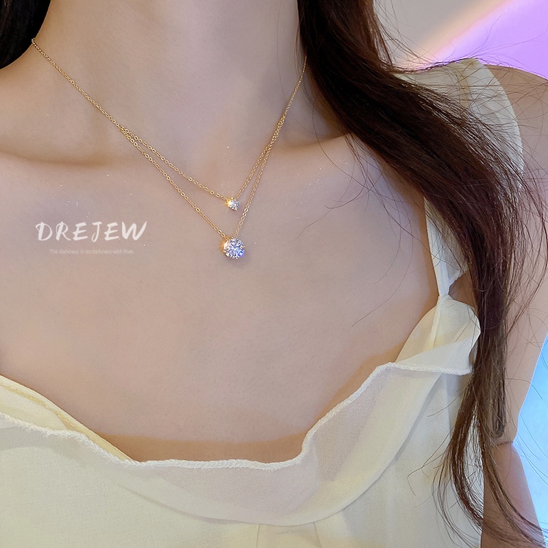 สร้อยคอโซ่ ชุบไฟฟ้า ประดับเพทาย ทรงเรขาคณิต เข้ากับทุกการแต่งกาย สไตล์เกาหลี และญี่ปุ่น
