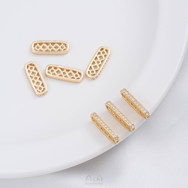 สเปเซอร์ลูกปัดไข่มุก ชุบทอง 14K ทรงวงรี ประดับเพทาย อุปกรณ์เสริม สําหรับสร้อยข้อมือ diy