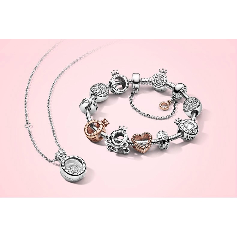 ส่งฟรี PANDORA Charm Shining Crown Carriage String Decoration Simple Design Bracelet Fashion สร้อยข้อมือ เครื่องประดับ พร้อมส่ง แท