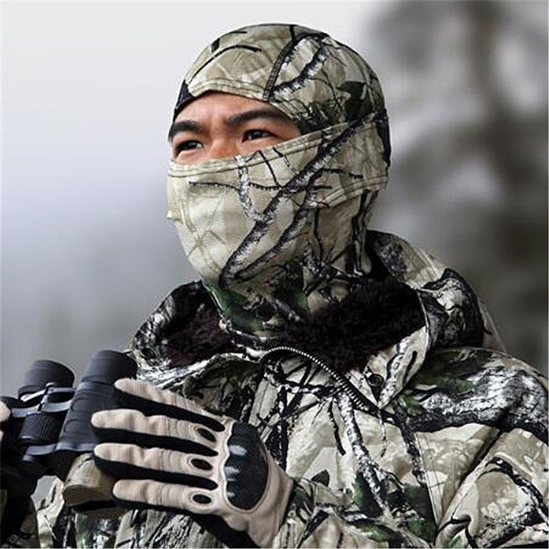 หน้ากากไหมพรม ลายพราง แบบเต็มใบหน้า สไตล์ทหาร สําหรับขี่รถจักรยานยนต์ เล่นสกี