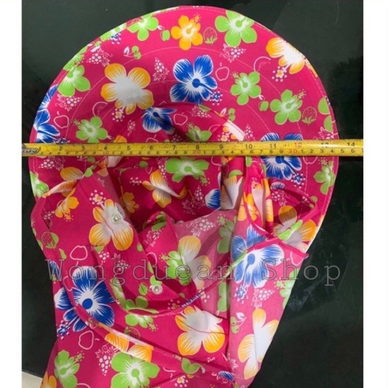 หมวกคุมหน้ากันแดดลายดอกไม้ ลายสก๊อต ปิดหน้าแบบกระดุม