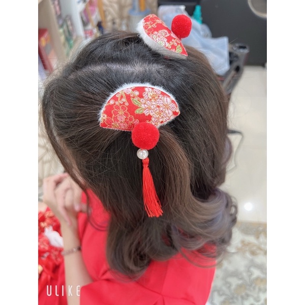 อัพเดตลายใหม่  กิ๊บติดผม ยางมัดผม งานตรุษจีน สีแดง กิ๊บติดผมตรุษจีน