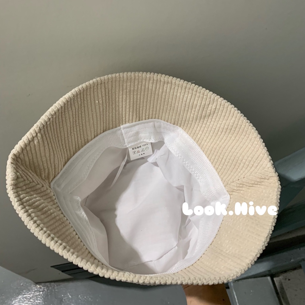 เกรดพรีเมี่ยม หมวก Bucket hat มินิมอล ผ้าลูกฟูกสไตล์เกาหลี H014