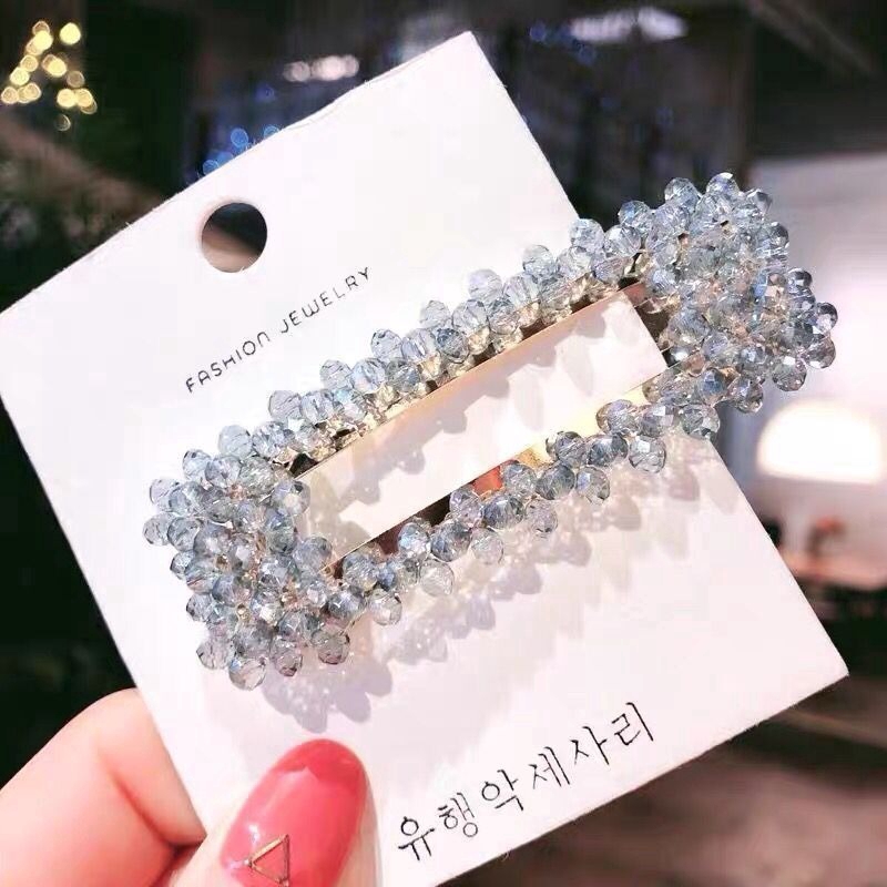 เกาหลีคริสตัล Rhinestone ย้อนยุคสี่เหลี่ยมผืนผ้ากิ๊บกลวง BB คลิปกิ๊บคำคลิปสาวอุปกรณ์ผม