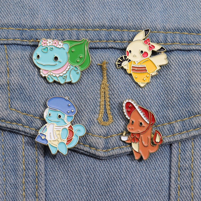 เข็มกลัด รูปการ์ตูน Pokemon Enamel Pins Elf Pocket Monster Pikachu เครื่องประดับ สําหรับเพื่อน