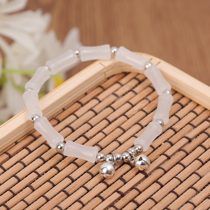 เครื่องประดับ สร้อยข้อมือ ประดับลูกปัดหยกเทียม แบบเรียบง่าย สไตล์จีน สําหรับผู้หญิง