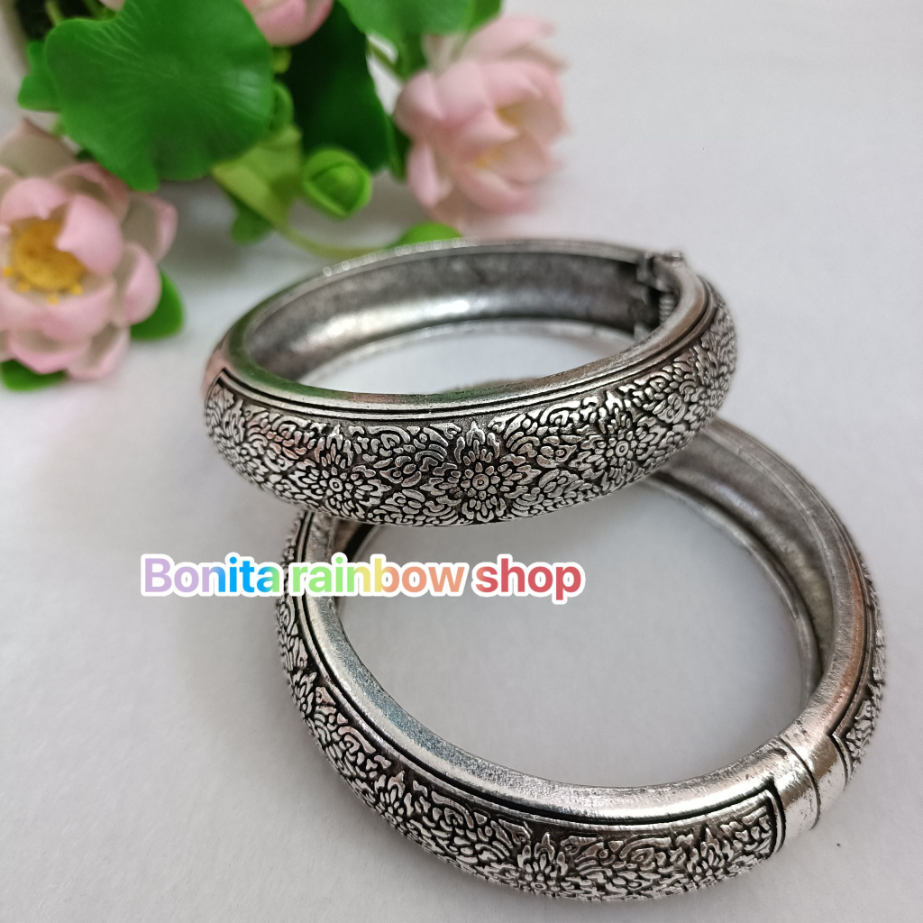 เครื่องประดับชุดไทยล้านนา ชุดเซ็ทสีรมดำ ลายกุหลาบ รุ่น K0021 (แบบแยก)
