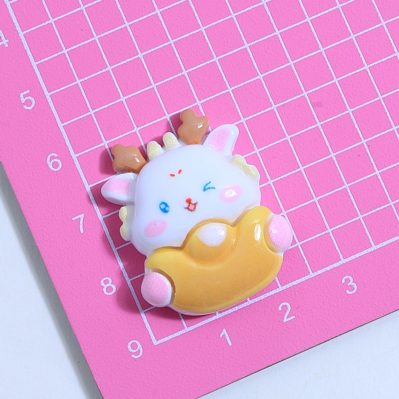 เรซิ่น diy กิ๊บติดผมเรซิ่น รูปการ์ตูนมังกรปีใหม่ เครื่องประดับผม diy แบบสร้างสรรค์
