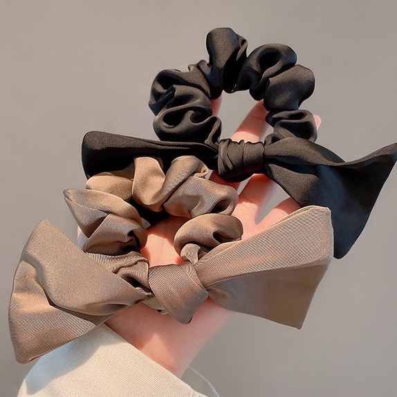 โดนัทโบว์ ขนาด 12cm. โดนัทรัดผมแบบใหม่ สวยเรียบหรู สีคลาสสิก สไตส์เกาหลี ยางรัดผม