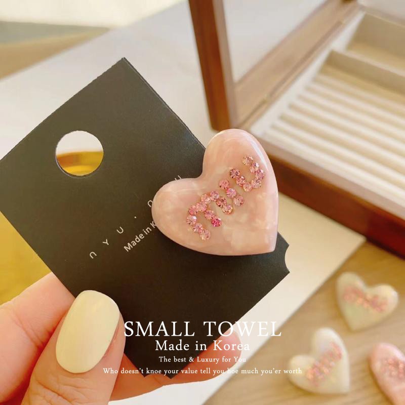 ใหม่ กิ๊บติดผม ประดับมุก พลอยเทียม สีชมพู ลายตัวอักษร หัวใจ หวานแหวว