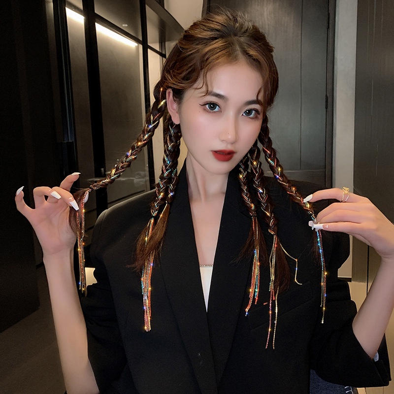ใหม่ กิ๊บติดผมหางม้าถักเปีย ประดับพลอยเทียม เครื่องประดับแฟชั่น สําหรับผู้หญิง