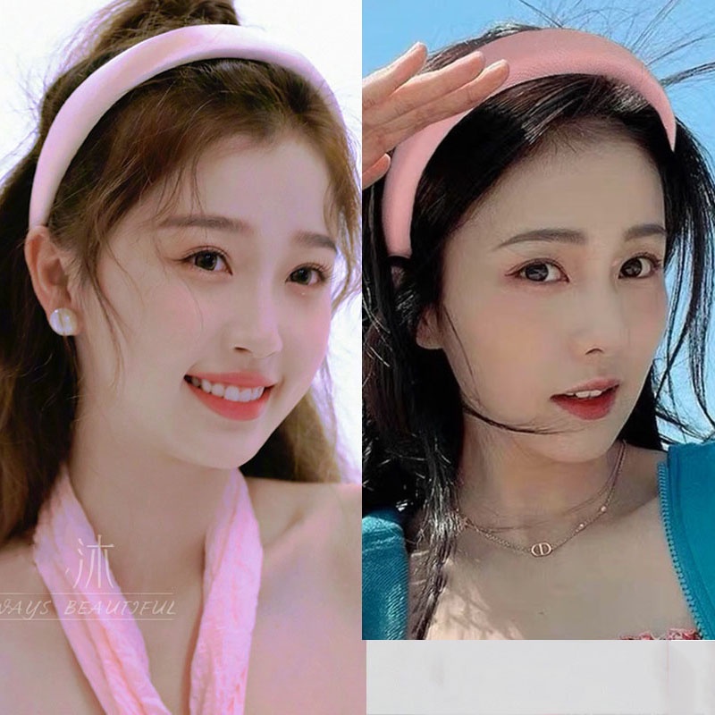 ใหม่ ที่คาดผม แบบกว้าง สีชมพู สไตล์บาร์บี้ สาวหวาน เครื่องประดับผม แฟชั่นหรูหรา