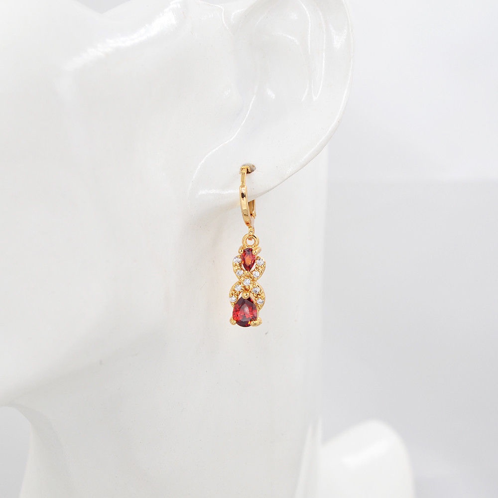 ♥ เครื่องประดับ ต่างหูคริสตัล ชุบทอง 18k รูปหยดน้ํา ประดับเพชร สีเขียว แบบสร้างสรรค์ หรูหรา