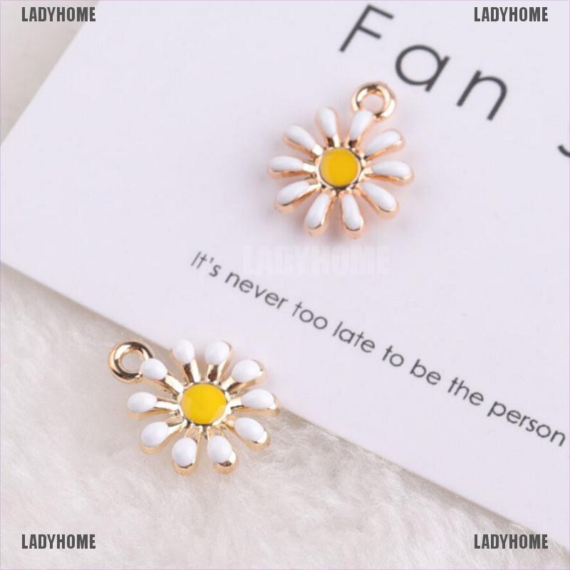 ❤Ladyhome❤10 ชิ้น / เซต โลหะผสมเคลือบ รูปดอกทานตะวัน จี้ เครื่องประดับงานฝีมือ DIY
