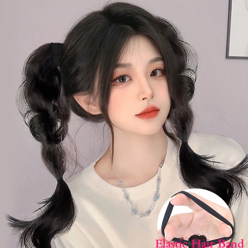 【2 ชิ้น】หางม้าถักเปีย แบบเกลียว พร้อมยางรัดผม แบบยืดหยุ่นสูง แฟชั่นสําหรับหางม้า