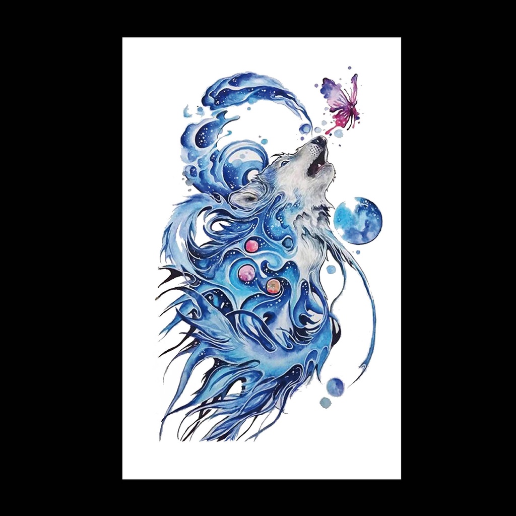 【Magic Tattoo】สติกเกอร์รอยสักชั่วคราว ลายสัตว์ หมาป่า เสือ ดอกไม้ ผีเสื้อ กันน้ํา
