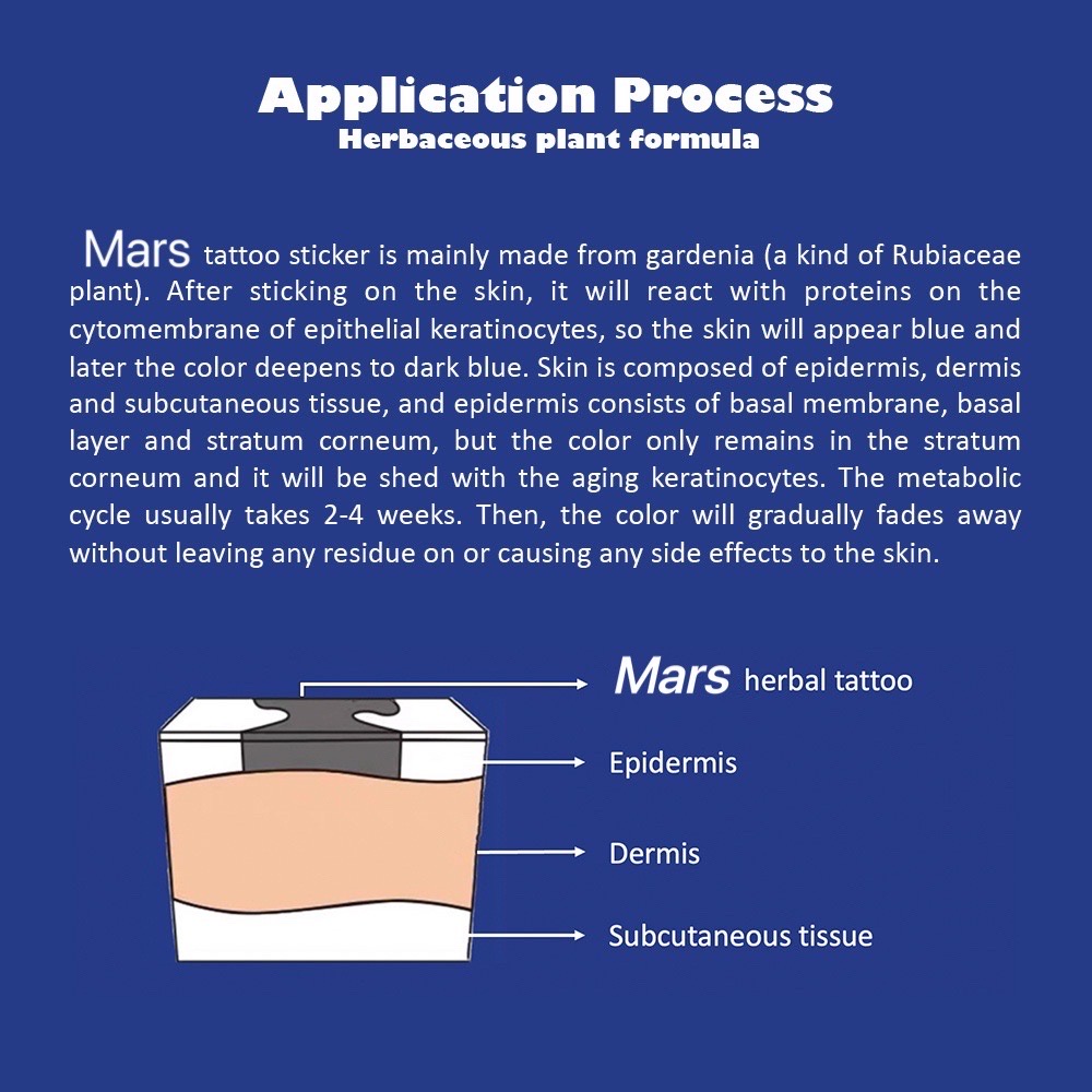 【Mars Tattoo】ใหม่ สติกเกอร์รอยสักชั่วคราว กึ่งถาวร 2 สัปดาห์ ติดทนนาน กฎหมาย X089