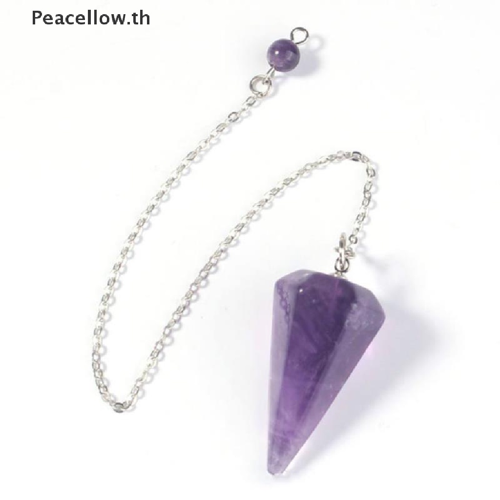 【Peacellow】 Flower of Life Dowsing Pendulum for Divination Cone Natural Crystal Pendant 【TH】