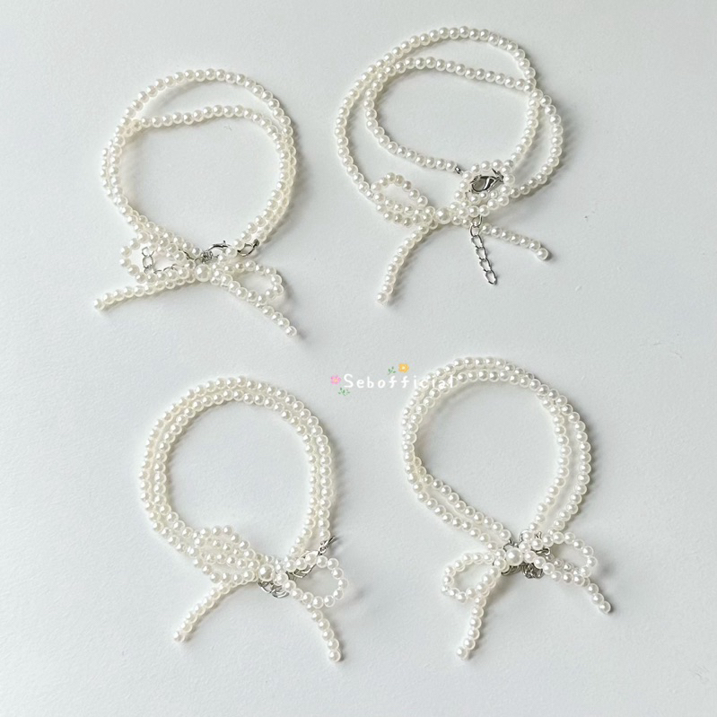 ꒰พร้อมส่ง꒱ สร้อยมุก สร้อยคอมุก ผูกโบว์ โชกเกอร์ ใส่ไปทะเล y2k