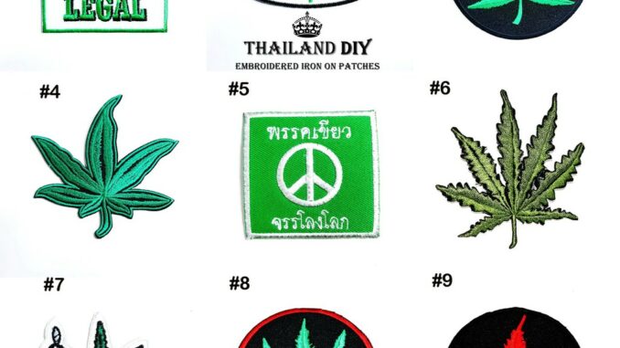[ ตัวรีดติดเสื้อ ใบกัญชา รูปกัญชา สายเขียว เร็กเก ฮิปปี้  ] Reggae Ganja wop Patch งานปัก DIY ตัวรีด อาร์ม ติดเสื้อ แนวๆ