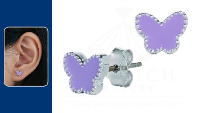 ‍⚕️ [เครื่องประดับ | ปลอดภัย] ต่างหู คนแพ้ง่าย : Tiny Violet Earrings (TS-0003) Nantich Jewelry
